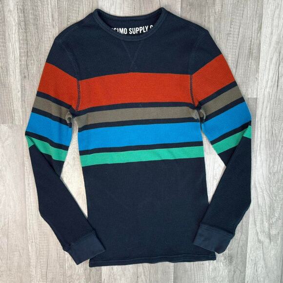 Striped Thermal Long Sleeve Shirt Mossimo Supply Co. Athletic Fit Size Small - Picture 1 of 6